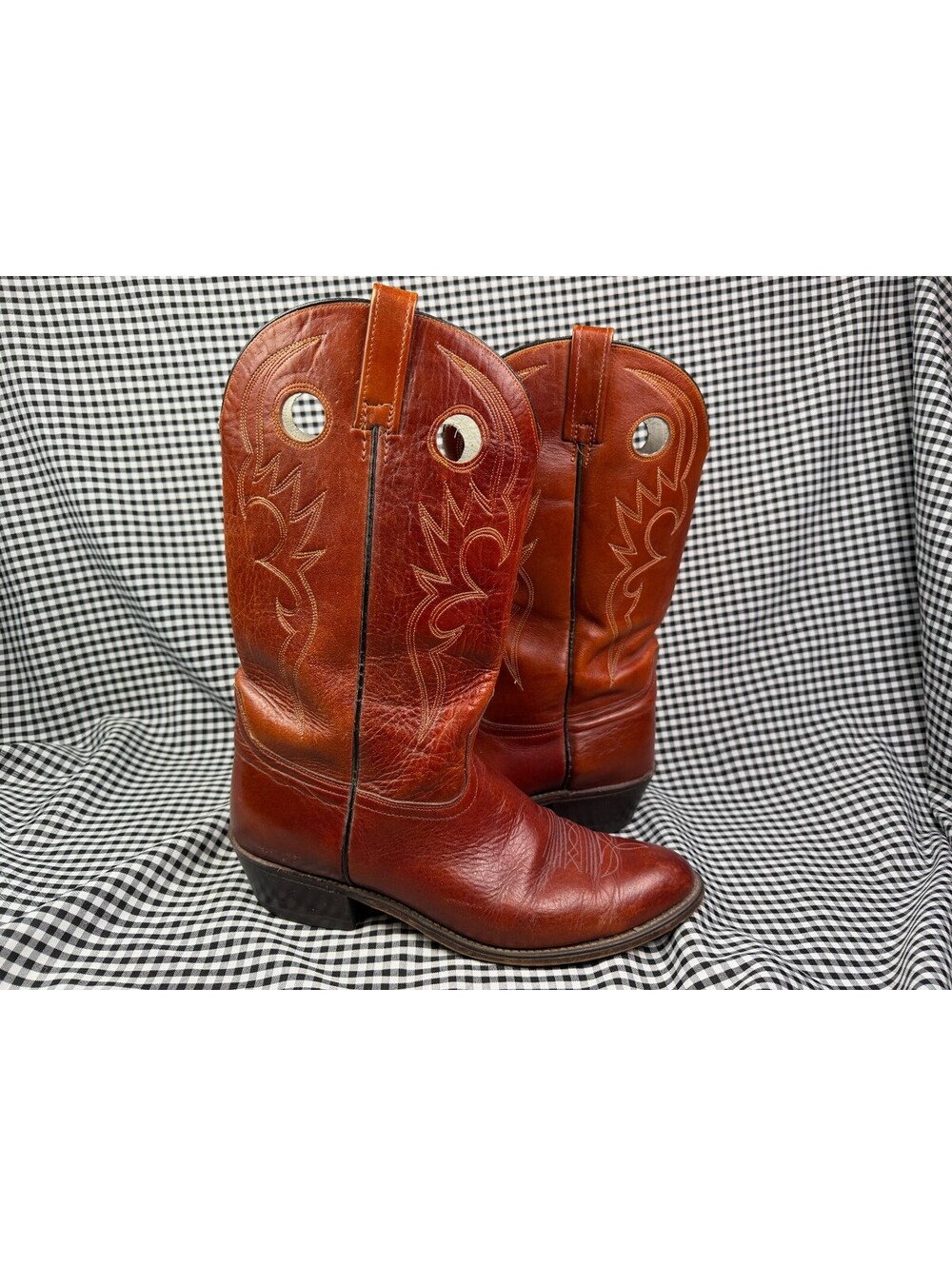 Vintage Acme Cowboy Boots Mens 12 D Brown Leather Western Pull On Rodeo USA